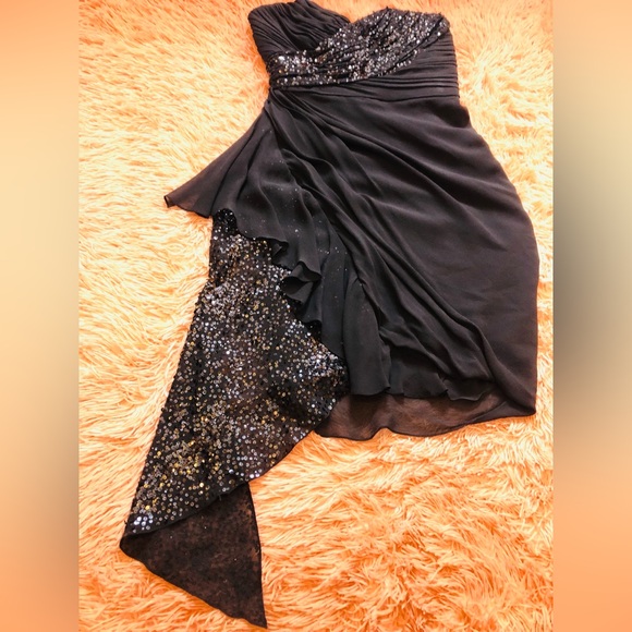 Badgley Mischka Corset Bodice Asymmetric Drape Strapless Mini Formal Dress. Sz 6 - Picture 5 of 10